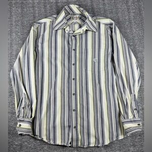 Mens striped longsleeve button down pearl snap cinch shirt size medium